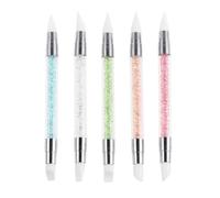 Lurrose 5pcs Double Head Silicone Nail Pen Set Multifunctional Dotting Tools with Comfortable Handle for Nail Art Salon Professional Use