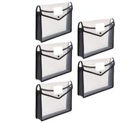 Lurrose 5pcs Expanding File Folder Organizer with Snap Closure and Reinforced Edges, Large Capacity Pp Document Storage Bags with Name Card Slot for Office and School Use