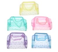 Lurrose 5pcs Foldable PVC Cosmetic Pouches Big Capacity Travel Makeup Bags Easy Access Toiletry Storage Organisers for Women and Random Color