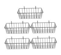 Lurrose 5pcs Iron Hay Feeding Basket for Rabbits Small Animals Metal Feeder Rack with Smooth Surface Hanging Design for Clean Fresh Food Space-saving Bunny Hay Holder in Black