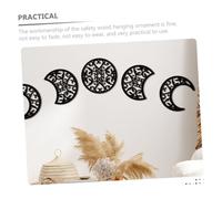 Lurrose 5Pcs Moon Phase Wall Decor Hanging Art Unique Lunar Cycle Design for Bedroom Living Elegant Black Woodgrain Wall Hanging Ornament Creative Home Decoration