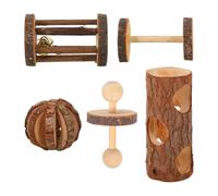 Lurrose 5pcs Natural Wood Hamster Chewing Set for Teeth Care, Small Animal Cage Accessories, Sturdy Molar Chew for Hamsters, Rabbits, Parrots, Suitable for Pet Play and Dental Health