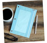Lurrose 5pcs Oxford Cloth Binder Pockets Pencil Pouch Zippered Pen Bag Large Capacity Document File Organizer for Office School Travel