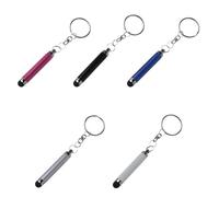 Lurrose 5pcs Portable Mini Keychain Stylus Pens for Touchscreens, Universal Capacitive Stylus Set with Assorted Colors (black, White, Silver, Blue, Pink) for Phones and Random Color