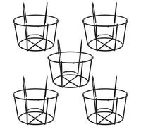 Lurrose 5pcs Round Hanging Railing Planters: 8.7x6.3x5.9 Wrought Iron Balcony Plant Holders - Metal Flower Pot Stand Basket for Balcony Garden Home Decoration