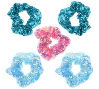 Lurrose 5pcs Sequins Hair Scrunchies Glitter Hair Rubber Band Glow in the Dark Scrunchies Fashion Chiffon Hair Ties Silk Scrunchies Ponytail Holder for Lady Women Girls (As Shown)