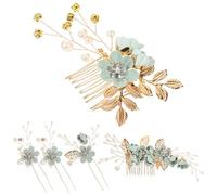 Lurrose 5pcs Wedding Hair Combs Set with Metal, Rhinestone, Fabric and Artificial Pearl Decorations for Bride and Bridesmaids, Hair Accessories for Wedding and Engagement