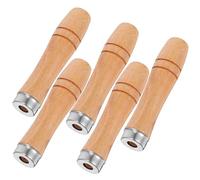 Lurrose 5pcs Wooden Handle for Tools with Iron Collar, Ergonomic Grip Minimizing Hand Fatigue, Suitable for Precision Tasks and DIY Projects, Sturdy Hardwood File Handle Replacement