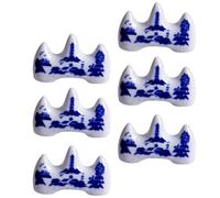 Lurrose 6 Pcs Ceramic Brush Pen Holder Set Anti-skid Design Chinese Style Brush Rack Simple and Generous Fine Workmanship for Calligraphy and Painting