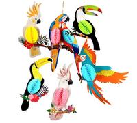 Lurrose 6 Pcs Colorful Hawaiian Hanging Paper Pendants DIY Beehive Parrot Style Wall Decor for Home School Classroom Party Decorations