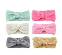 Lurrose 6 Pcs Crochet Turban Headbands, Chunky Knitting Wool with Cable Knit Pattern, Cozy Ear Warmers for Winter and Everyday Wear