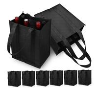 Lurrose 6 Pcs Wine Bottle Carrier Bags with Flexible Compartments Large Capacity Tote for Travel Camping Picnic Reusable Wine Carry Bags for Bottles