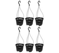 Lurrose 6 Set Hanging Flowerpot Indoor Hanging Planter Black Plastic with Thickened Breathable Mesh Panels 6.29x6.29x17.68in for Home Balcony UV Resistant Sturdy Design with Smooth Edges