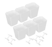 Lurrose 6 Sets Plastic and Metal Pegboard Storage Bins with Hooks, No Tools Needed Installation, Flexible Layout, Square Shape Organizer Boxes for Kitchen and Office Use