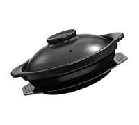 Lurrose 600ml Small Ceramic Clay Pot with Lid and Tray, High-temperature Resistant Stew Pot for Home and Commercial Use, Shallow Casserole for Dry Cooking and Braised Chicken Rice