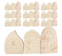 Lurrose 60pcs Fairy Door Wooden Miniature Doors Outdoor Mini Fairy Gnome House Accessories for Tree Trunk Ornaments Garden Miniatures Garden Sculptures and Statues Beige