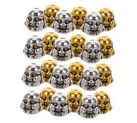 Lurrose 60pcs Vintage Tibetan Buddha Head Spacer Beads Antique Alloy Maitreya Charms for Bracelet Necklace Making Peaceful Smiling Buddha Symbols for Meditation Jewelry Crafting