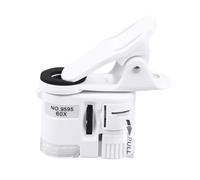 Lurrose 60X Mobile Phone Microscope with Clip, Portable Mini Magnifying Glass with LED Light, High Magnification Microscope for Jewelry Making and Crafts in White
