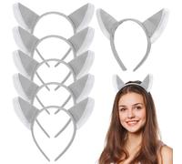 Lurrose 6pcs Animal Headbands for Adults Cloth Wolf Ear Hair Hoops for Costume Party and Halloween Parties and Birthday Accessories