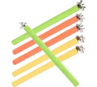 Lurrose 6pcs Bird Perch Stand for Parakeet and Bird with Quartz Sand and Wood Material Washable Paw Grinding Sticks Providing Lasting Service Life