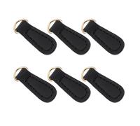 Lurrose 6pcs Black Leather Zipper Pullers for Luggage, Coat, Backpack Zipper Head Replacement Set for Bag Repair and Sewing Accessories