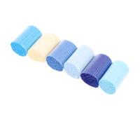 Lurrose 6pcs Blue Acrylic Fiber Latch Hook Yarn Set for DIY Rug Embroidery, Pre-Cut Crochet Hook Carpet Yarn for Home Crafting and Decorative Needlework
