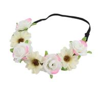 Lurrose 6pcs Bohemia Floral Headband Set with Rose Garland, Comfortable Cloth Flower Headbands for Evening Celebrations, Chic Hawaii Party Decorations