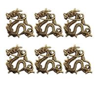 Lurrose 6pcs Brass Chinese Dragon Keychain Charms with 3d Long Whisker Design, Vintage Brass Pendant DIY Hanging Decor for Jewelry Making and Car Key Accessories