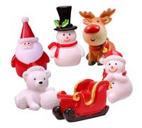 Lurrose 6Pcs Christmas Decorations Miniature Resin Santa and Snowman Figures, Adorable Tiny Xmas Landscaping Models for Tabletop and Garden Decor