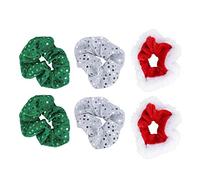 Lurrose 6pcs Christmas Hair Scrunchies Glitter Sequin Hair Bands Elastics Ponytail Holders Christmas Hair Accessories Christmas Party Favors