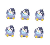 Lurrose 6Pcs Christmas Penguin Ornament Set, Miniature Bonsai Decorations with Snow Scene, Table Adornment Micro Landscape for Holiday Home Decor Random Style