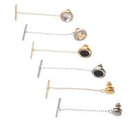 Lurrose 6pcs Copper Tie Pins for Men with Chain round Tie Tacks Elegant and Professional Style Prevents Unwanted Movement for Business Meetings and Semiformal Attire