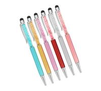 Lurrose 6pcs Crystal Diamond Capacitive Pen Ballpoint Pen for Touch Screen Phones Stylish Writing Tool for Home Office Use Random Color