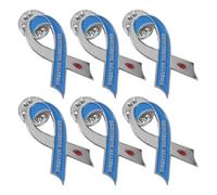 Lurrose 6pcs Diabetes Support Blue Ribbon Pin - Lightweight Zinc Alloy Badge for Special Events and Health Advocacy