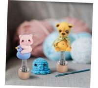 Lurrose 6Pcs Felt Doll Display Stand with Needles Wooden Base Durable Holder for Needle Felting Dolls and Figurines Versatile Craft Display Rack
