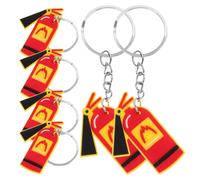 Lurrose 6pcs Firefighter Keychain Set Red Pvc Extinguisher Key Rings Pendant Easy to Carry and Distinguish Keys for Fireman Party and Birthday Accessories