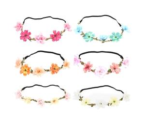 Lurrose 6pcs Flower Headbands for Women, Bridal Flower Crown with Elastic Design, Comfortable Silk Cloth Material, for Weddings, Vacations and Themed Parties