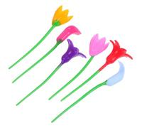 Lurrose 6pcs Flower Silicone Wine Glass Drink Markers Charms with Fine Craftsmanship Assorted Colors Premium for Celebration Christmas Party Drink Identification Random Color