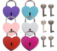 Lurrose 6pcs Heart-Shaped Mini Keyed Padlocks Metal Locks for Handbag and Small Suitcase, Decorative and Protect Valuables, for Love Ceremonies