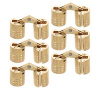 Lurrose 6pcs Hidden Brass Barrel Hinges for Cabinet Doors and Kitchen Cabinets, 180 Degree Folding Concealed Furniture Hinges Smooth and Silent Operation, for DIY Hand Craft Projects
