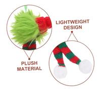 Lurrose 6pcs Holiday Christmas Tree Ornaments with Striped Scarf and Santa Hat Fuzzy Plush Hanging Decorations for Festive Home and Office Holiday Cheer