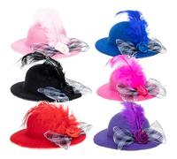 Lurrose 6pcs Lace Style Parrot Hats and Adorable Hen Hats for Birds and Chickens, Adjustable Cloth Material, Safe and Comfortable, for Christmas and Family Portraits