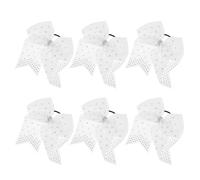 Lurrose 6pcs Large White Cheer Hair Bows with Elastic Ties, Made of Polyester, Stay Securely in Place, for Cheerleading and Sports Activities