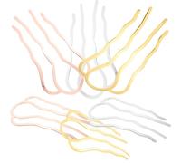 Lurrose 6pcs Metal Side Hair Comb Set with Wave Design Hair Fork Pins for Women Multi-color Gold Rose Gold Silver