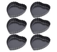 Lurrose 6pcs Mini Heart Shaped Nonstick Tart Pans with Removable Bottom, 4-inch Mini Cake and Muffin Pans for Home Baking, Fluted Edge Heart Mold for Pies, Quiches, and Cookies