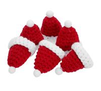Lurrose 6pcs Mini Knitting Finger Hats Small Santa Claus Caps for DIY Crafts Christmas Tree Ornaments Wine Bottle Toppers Mini Doll Hats Festive Handmade Accessories