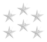 Lurrose 6pcs Paper Star Lanterns Hollow Out Star Lanterns Ceiling Hanging Lampshade Decoration for LED Light Wedding Birthday Christmas Party Decoration 30cm Silver