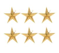 Lurrose 6pcs Paper Star Lanterns Hollow Out Star Lanterns Ceiling Hanging Lampshade Decoration for Wedding Birthday Christmas Party Decoration 30cm Gold