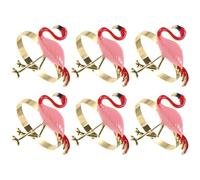 Lurrose 6pcs Pink Flamingo Napkin Rings Alloy Party Napkin Buckles Hawaiian Table Decor for Summer Celebration