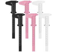 Lurrose 6pcs Plastic Eyebrow Measuring Calipers Set, Small Portable Brow Ruler with Vernier Scale for Precise Eyebrow Mapping and Shaping in White, Black, and Pink